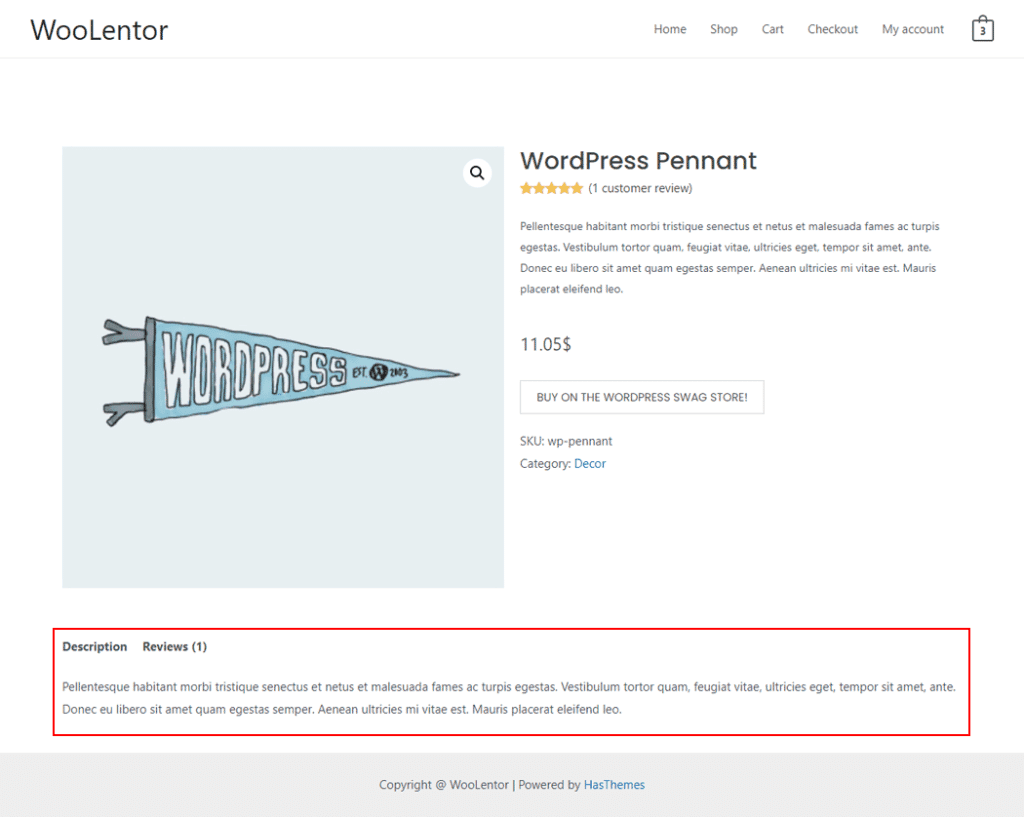 Product Data Tabs For Elementor Woolentor