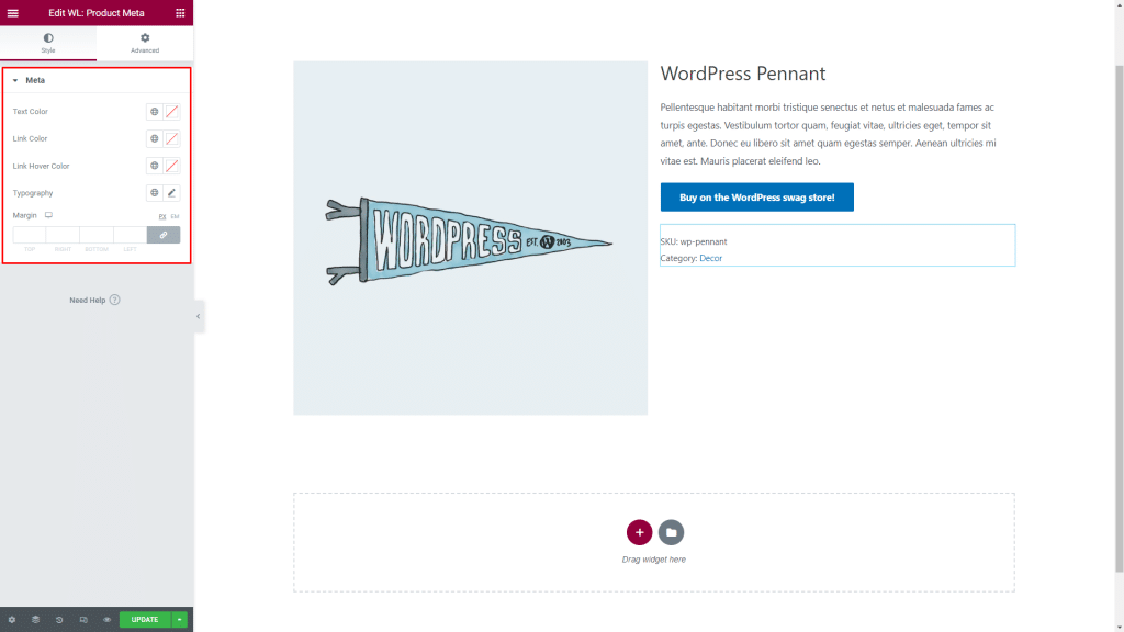 WooLentor Product Meta Widget Customize