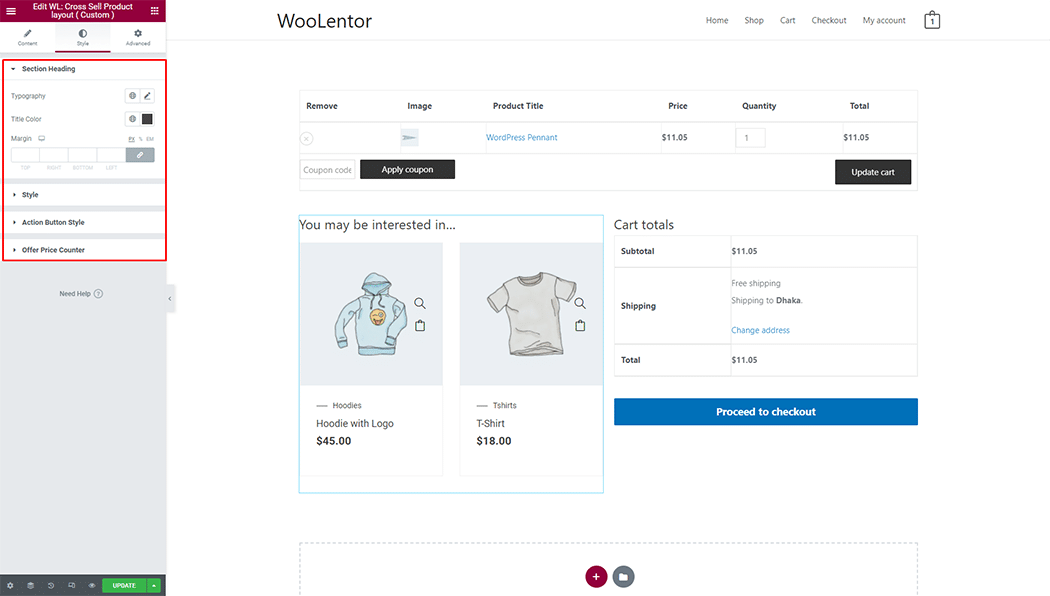 WooLentor Cross Sell Product..( Custom ) Widget
