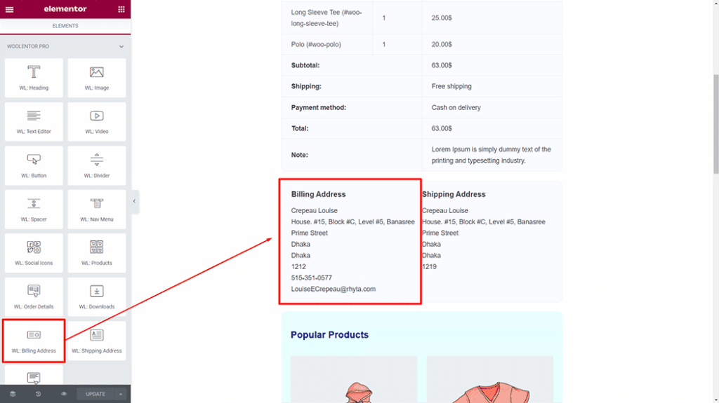 WL: Billing Address