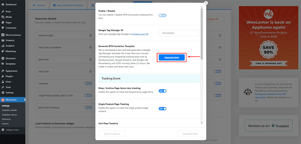 WooLentor GTM Conversion Tracking