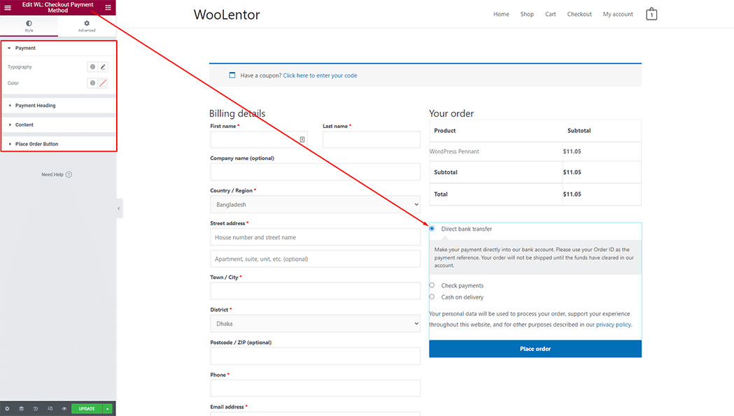 WooLentor Checkout Page Template