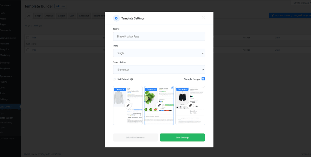 Creating Single Product Page: Save Your Settings