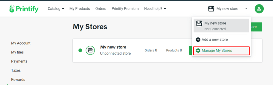 Click on manage my store