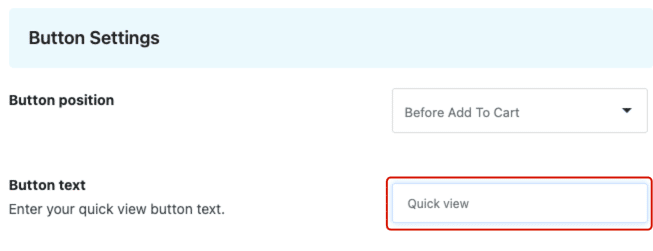 Quick View Button Text