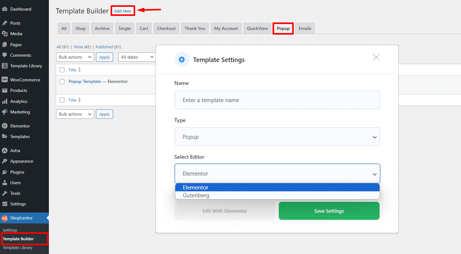 Create Limitless Popup Template