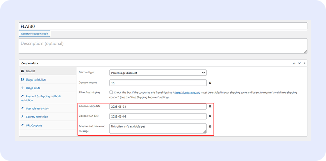 Advanced Coupon General Settings