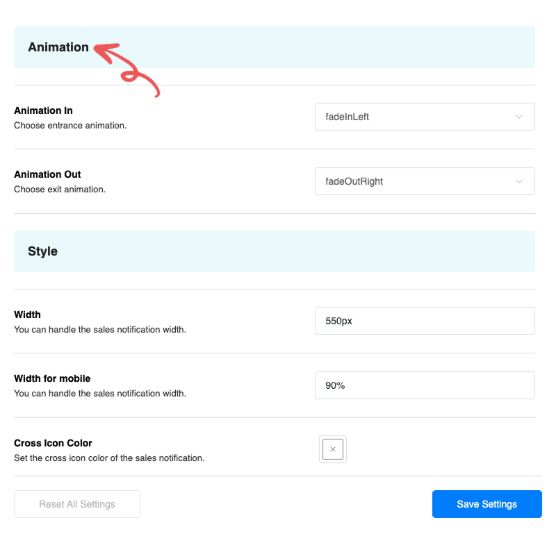 Animation Effects - Sales Notification