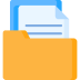 Yellow folder with blue documents symbolizing product archive pages.