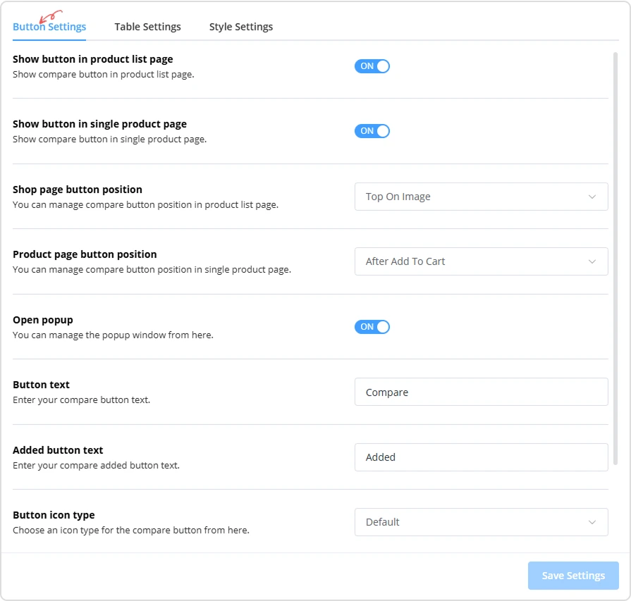 Button Setting Image - Product Compare