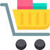 Shopping cart with colored boxes symbolizing cart page customization.