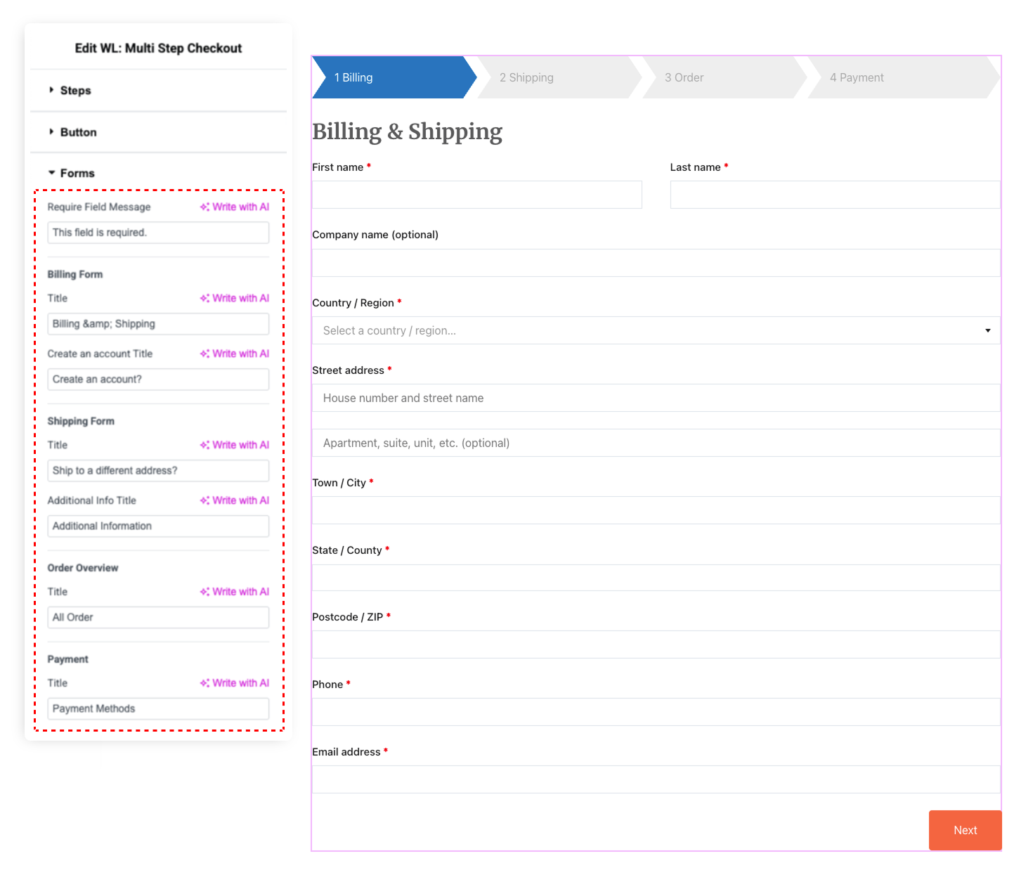 Checkout Form Customization Image - Multi-Step Checkout