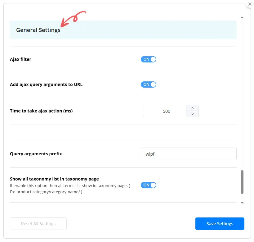General Settings Image - Product Filter