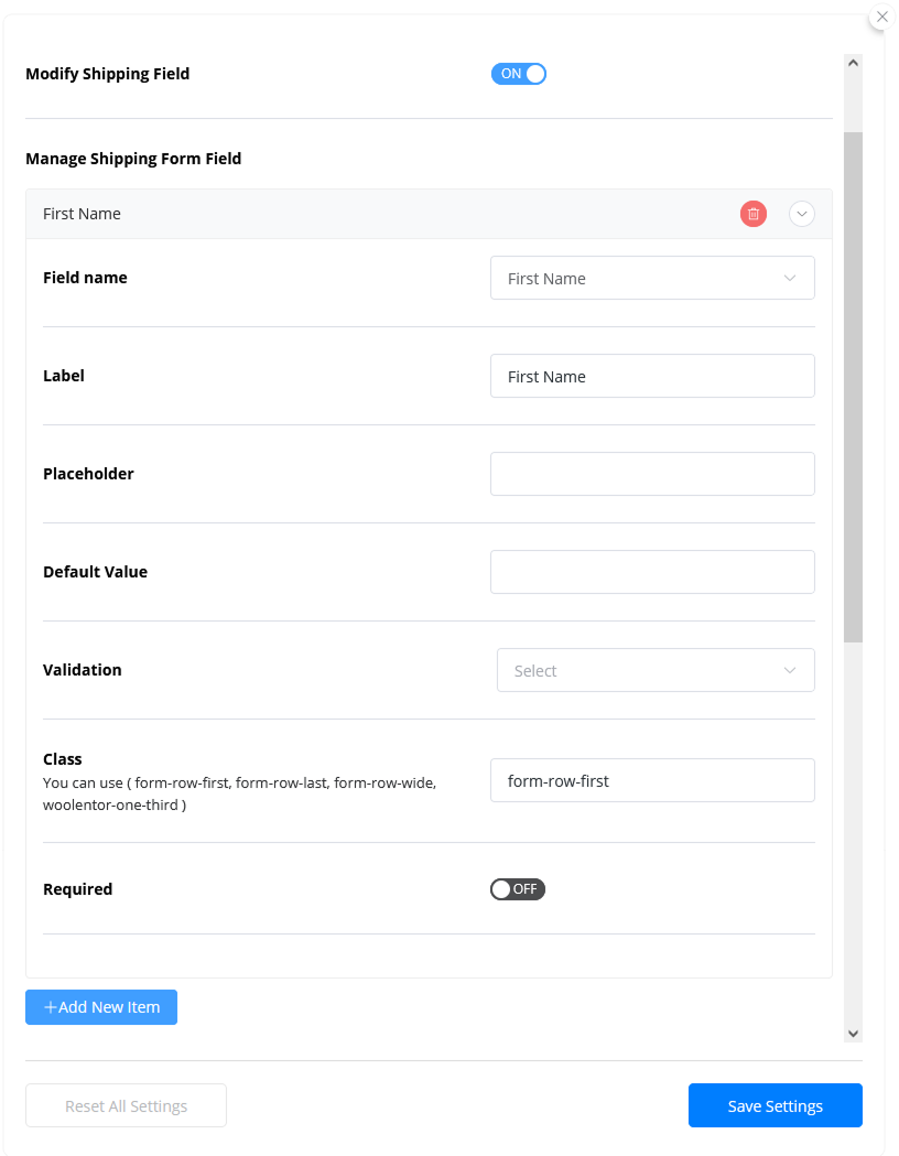 Shipping Field Management - Checkout Field Manager