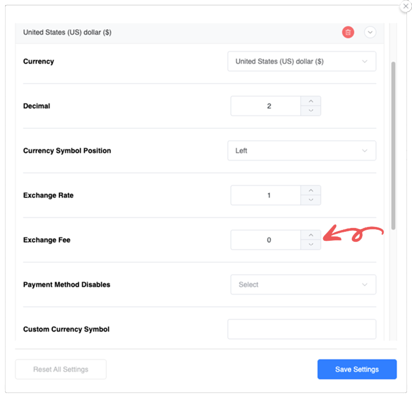 Exchange Fee - Multi-Currency