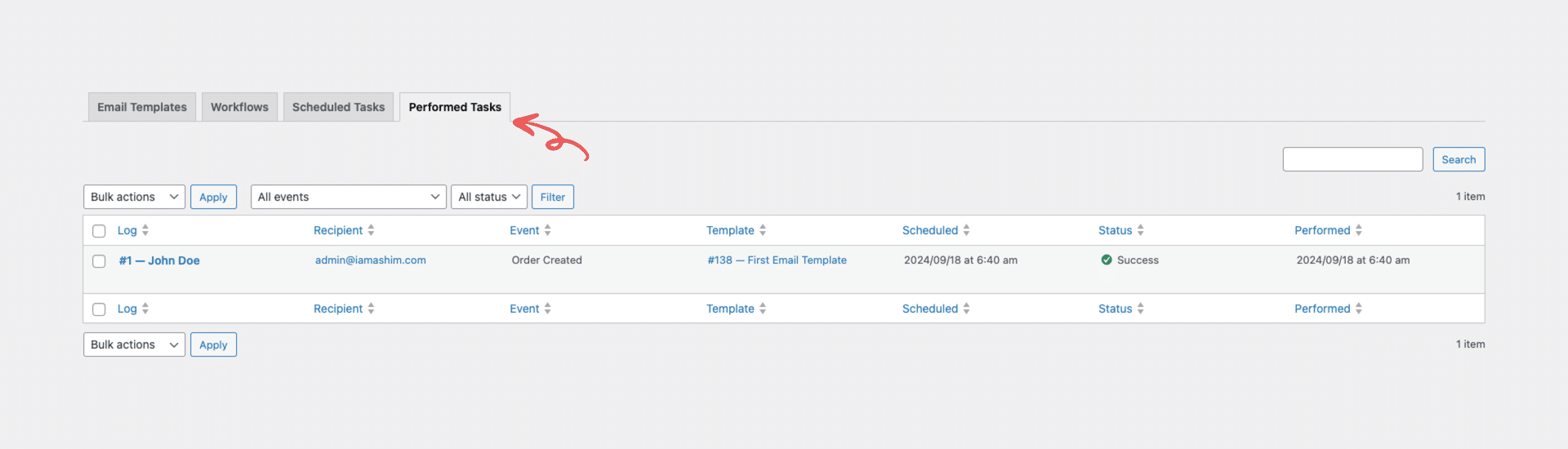 Performed Task Image - Email Automation
