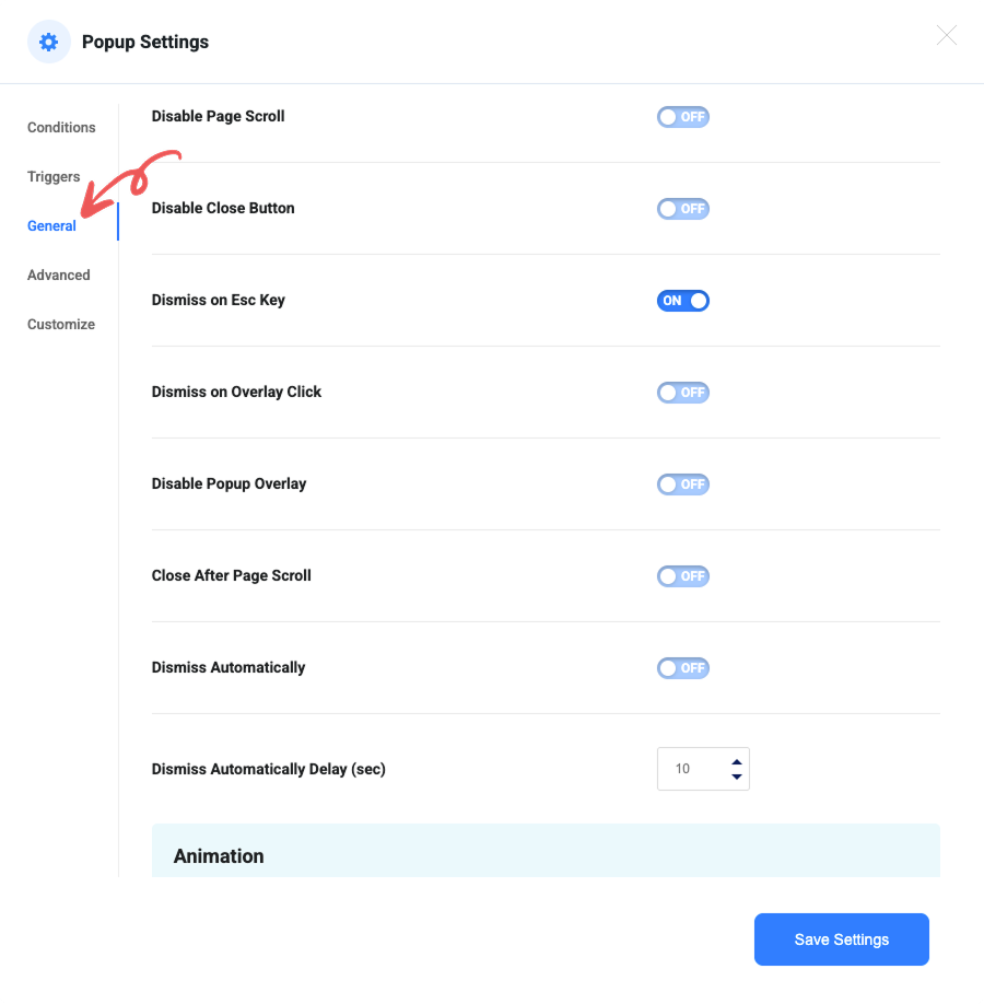 Setting General Image - Popup Builder