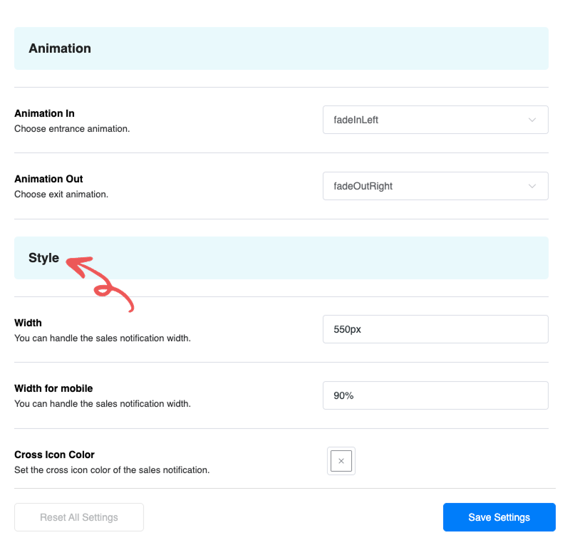 Visual Styling - Sales Notification