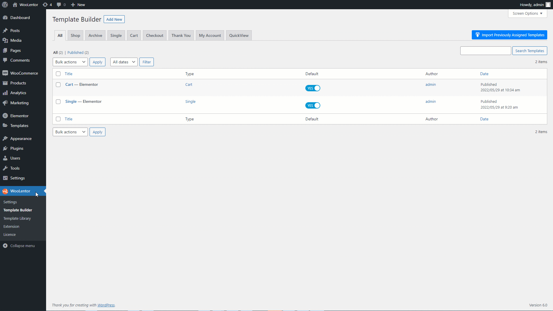 WooLentor Product Shop Page Template