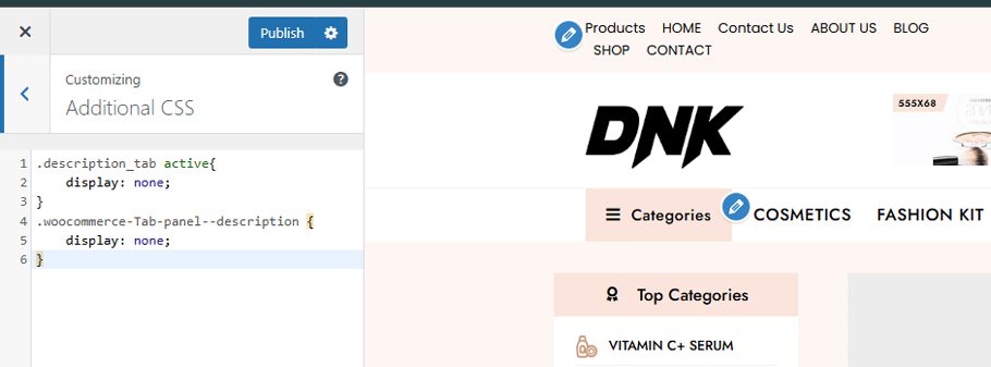 Add the CSS under Additional CSS
