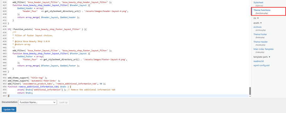 Add a Code Snippet to Remove the Tab