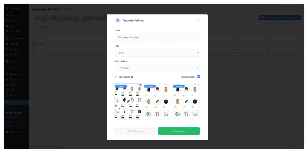 Edit the page template save
