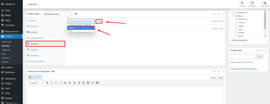Add Product Attributes