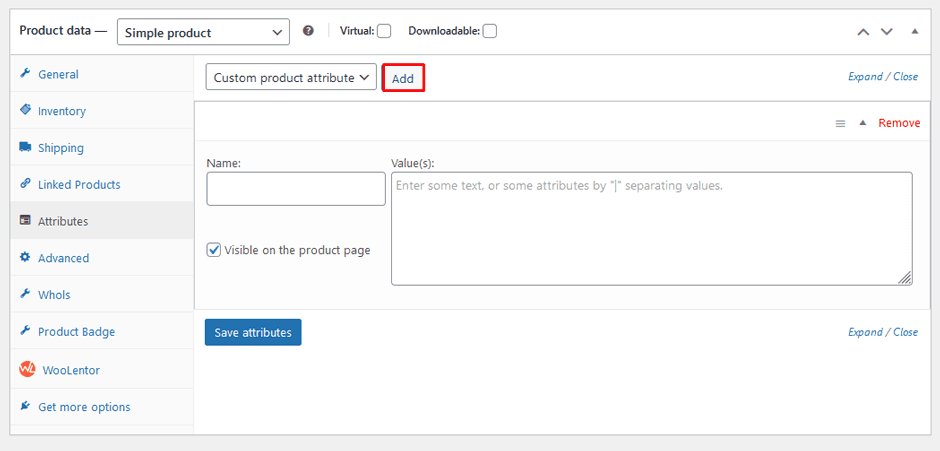 click the Add Attribute button.