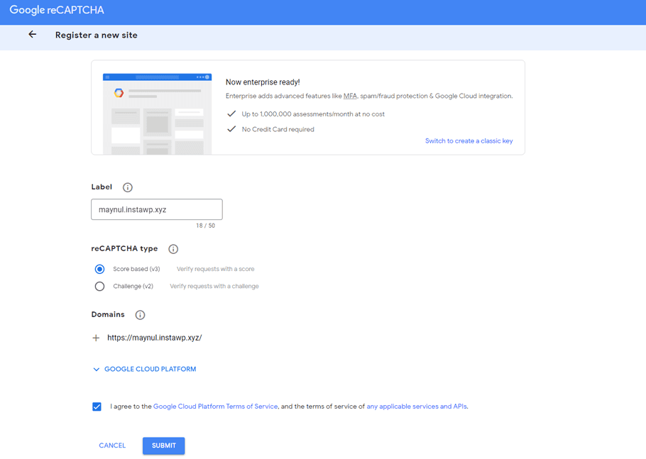 Fill up the necessary details and click on Submit button