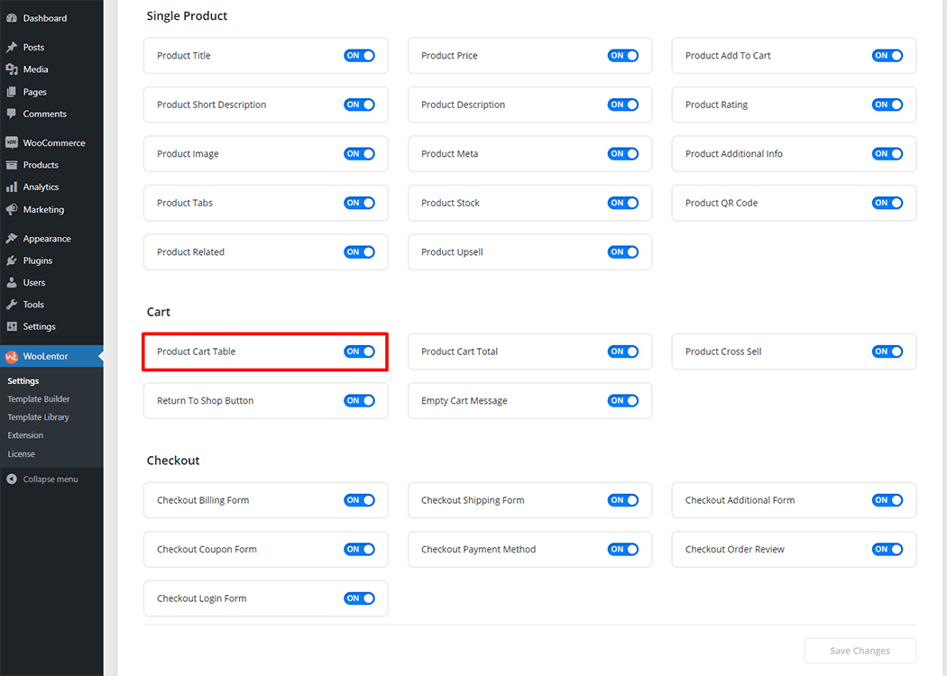 Product Cart Table Block