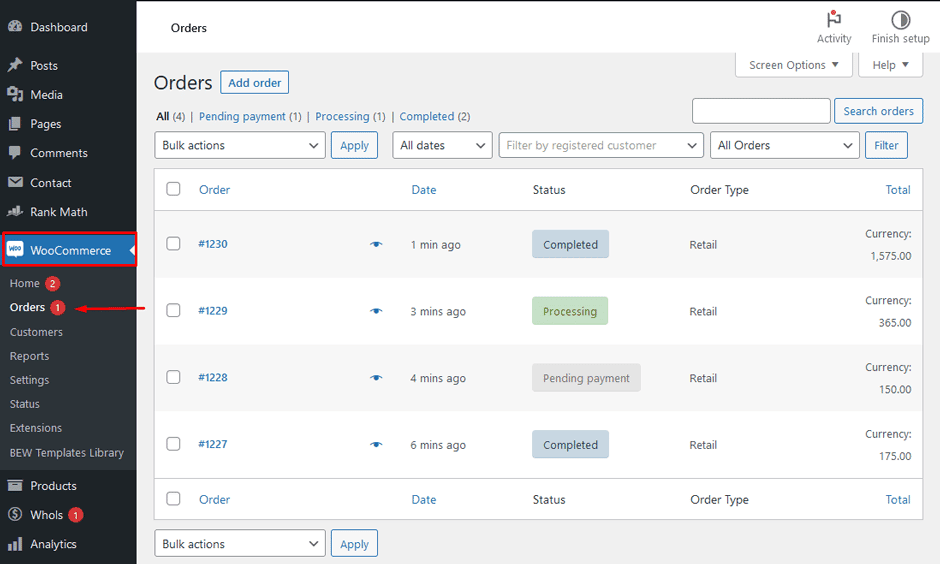 WooCommerce Order Page