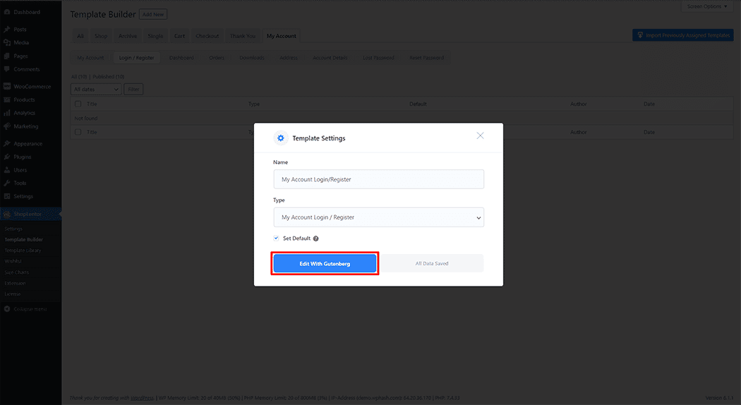 My Account Login Form Block
