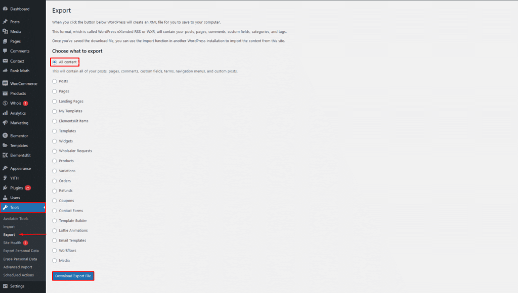 Migrating the Products on your WooCommerce store and other content from one WordPress website to another