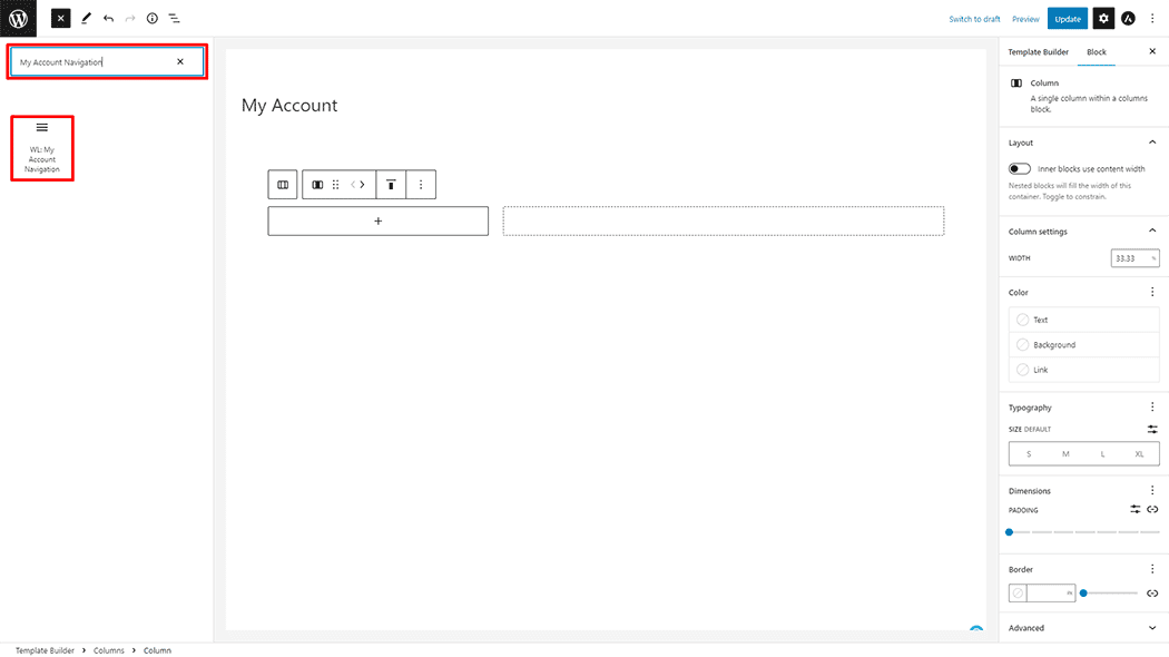My Account Navigation