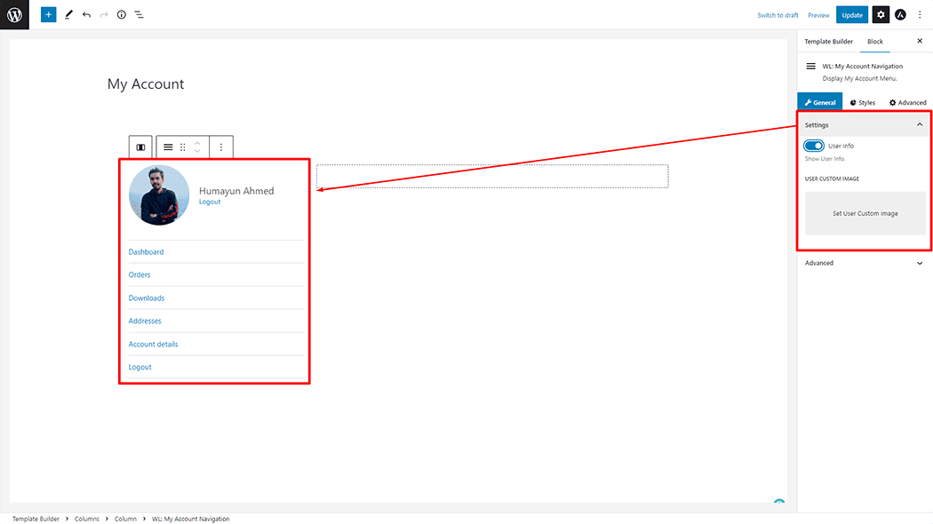 My Account Navigation
