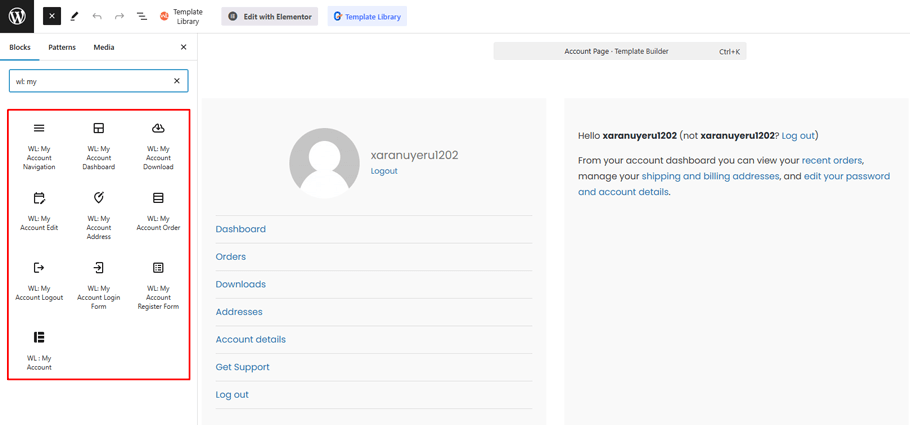 Account Management Blocks