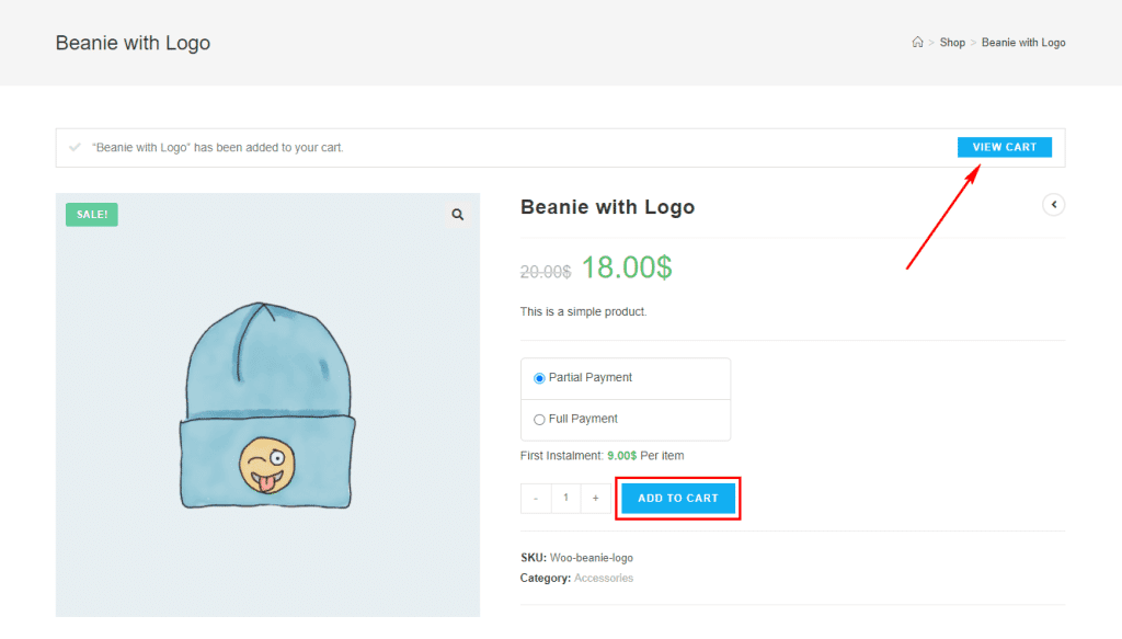 woolentor partial payment