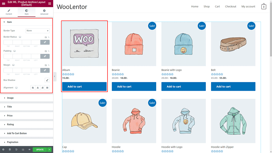 Product Archive Layout