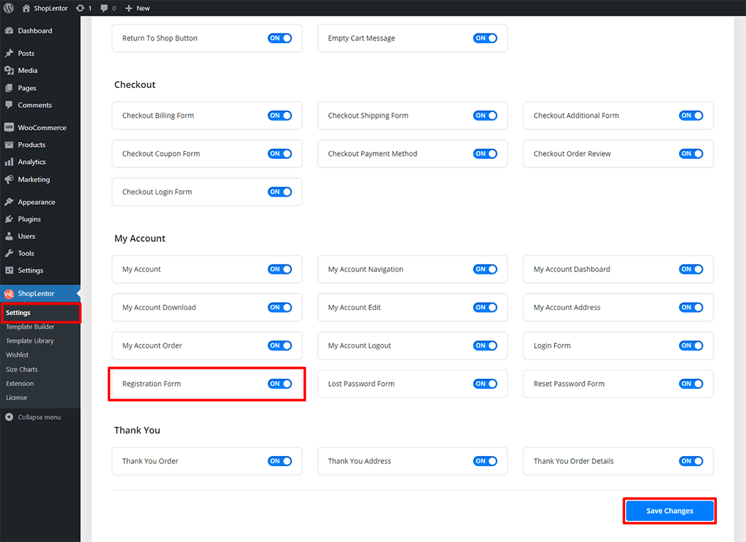 My Account Register Form Block 