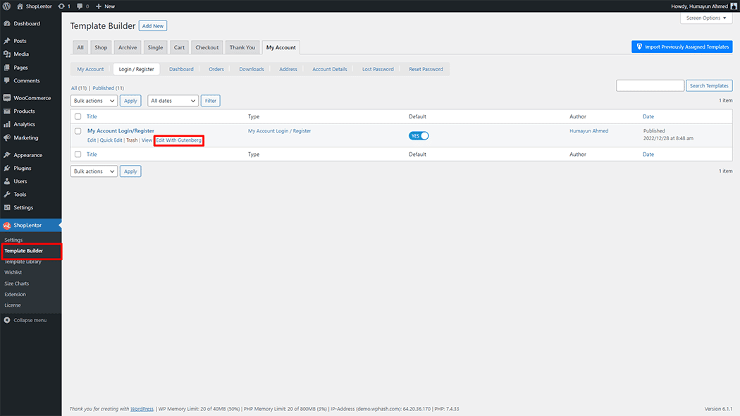 My Account Register Form Block 