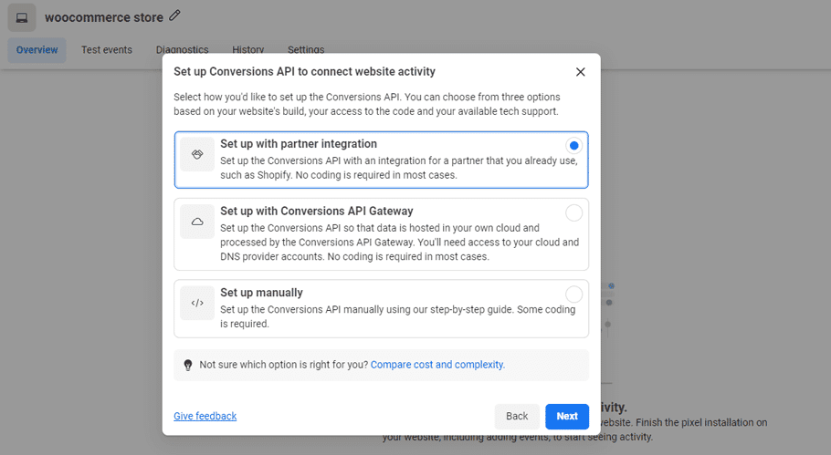 Select Set up with partner integration option