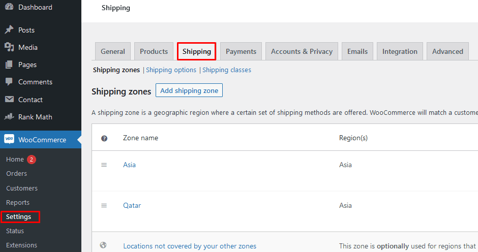 WooCommerce Shipping Tab