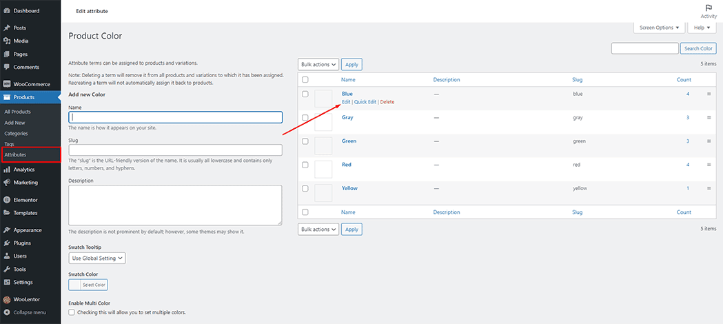 WooLentor Variation Swatches
