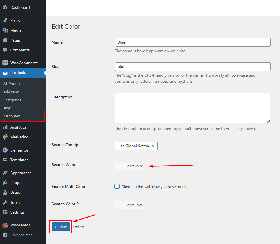 WooLentor Variation Swatches