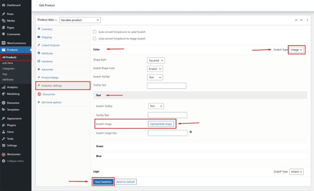 WooLentor Variation Swatches
