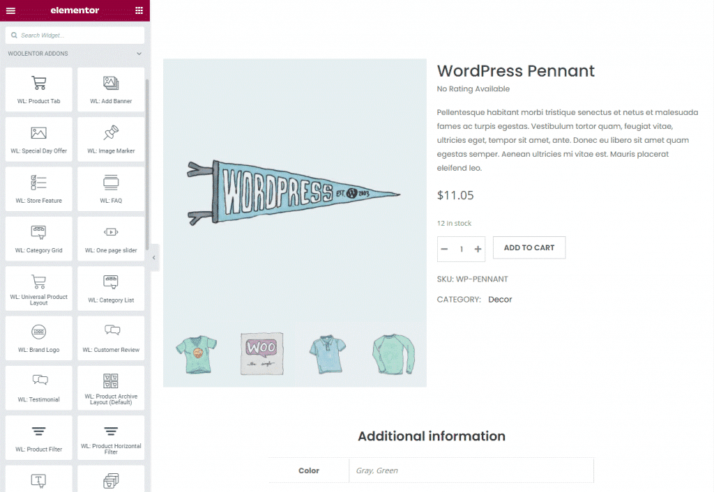 wooLentor addons customizations option