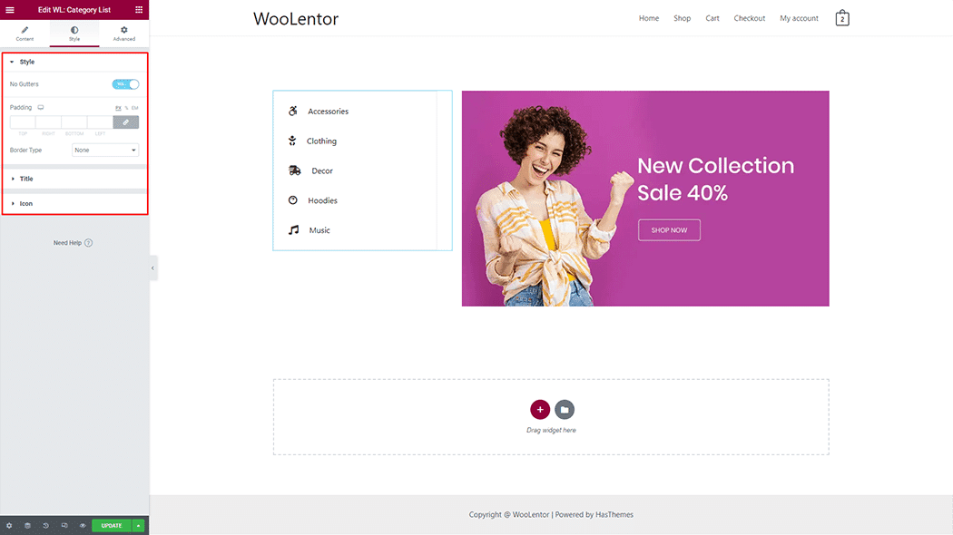 WooLentor Category List Widget