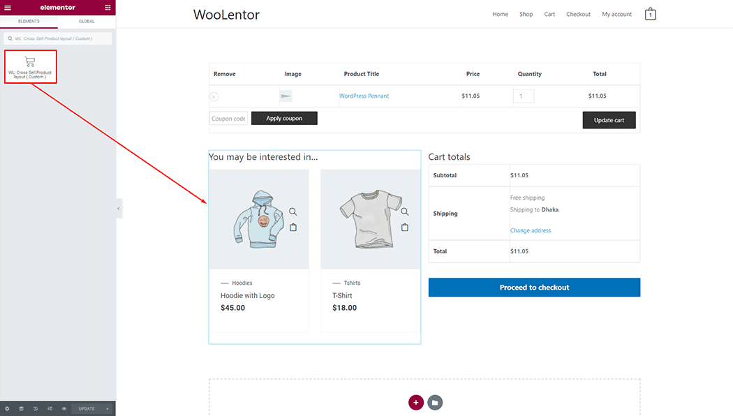 WooLentor Cross Sell Product..( Custom ) Widget