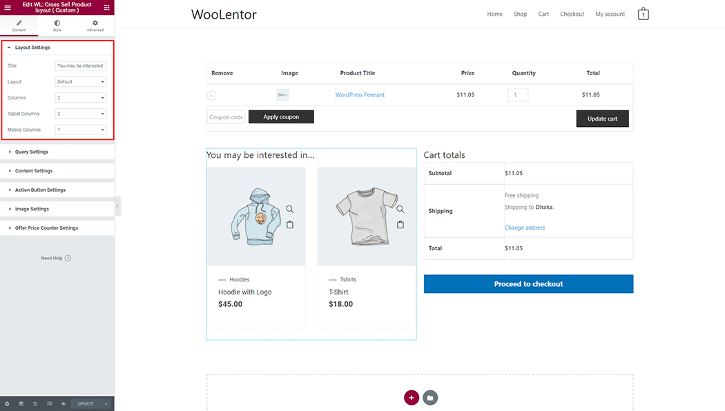 WooLentor Cross Sell Product..( Custom ) Widget