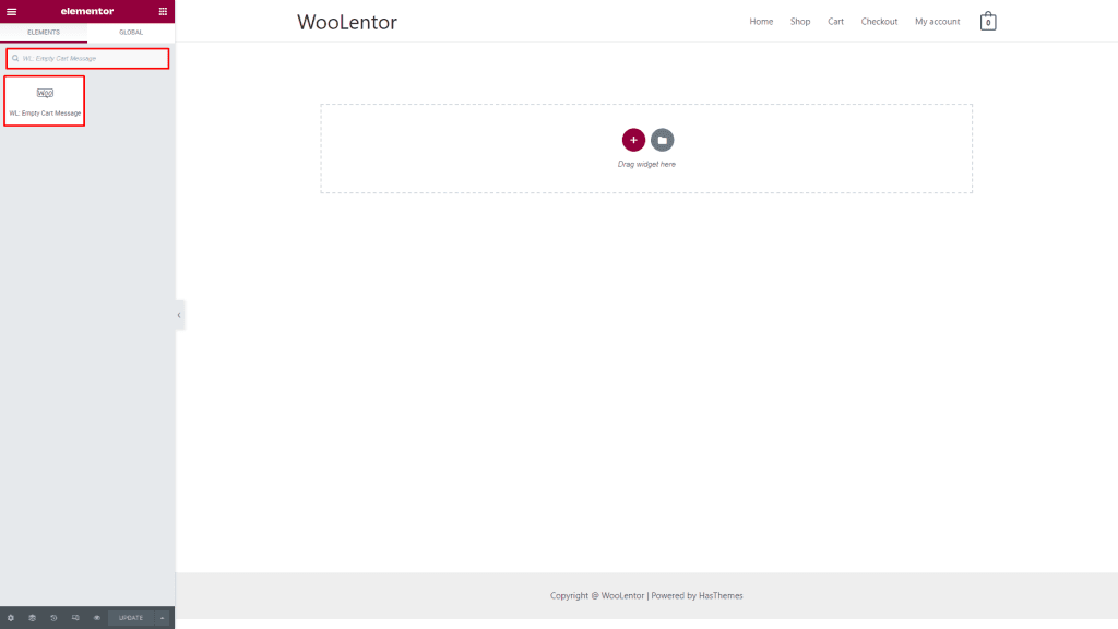 WooLentor Empty Cart Message Widget